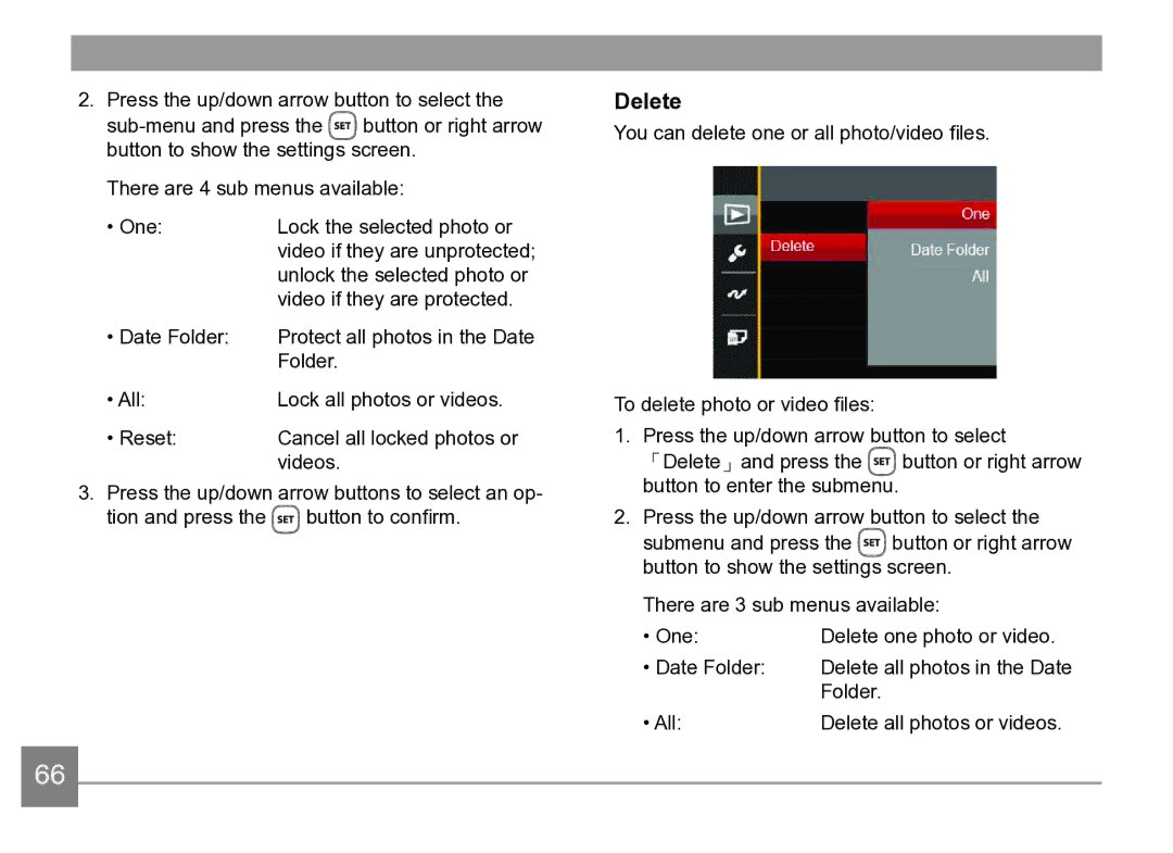 Kodak AZ361-WH, AZ361-SL user manual Delete 