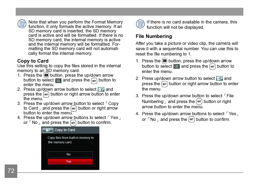 Kodak AZ361-WH, AZ361-SL user manual Copy to Card, File Numbering 