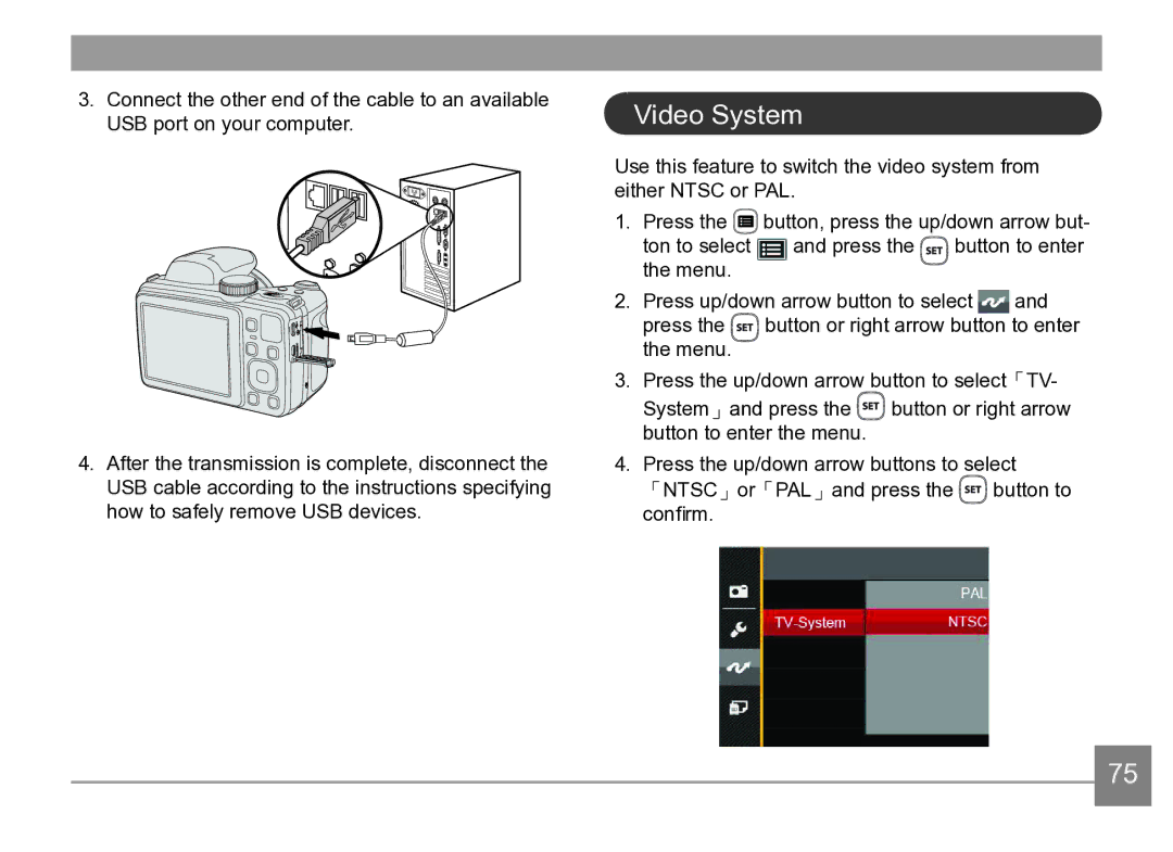 Kodak AZ361-SL, AZ361-WH user manual Video System 