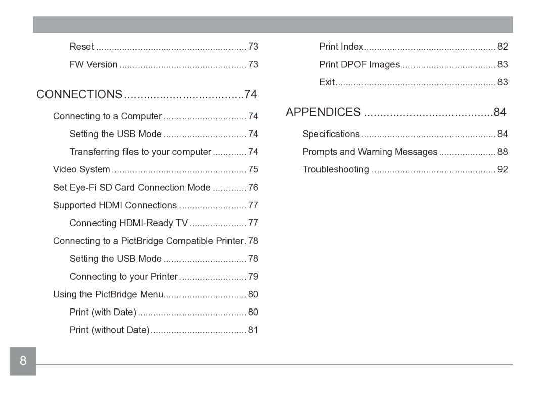 Kodak AZ361-WH, AZ361-SL user manual Connections 