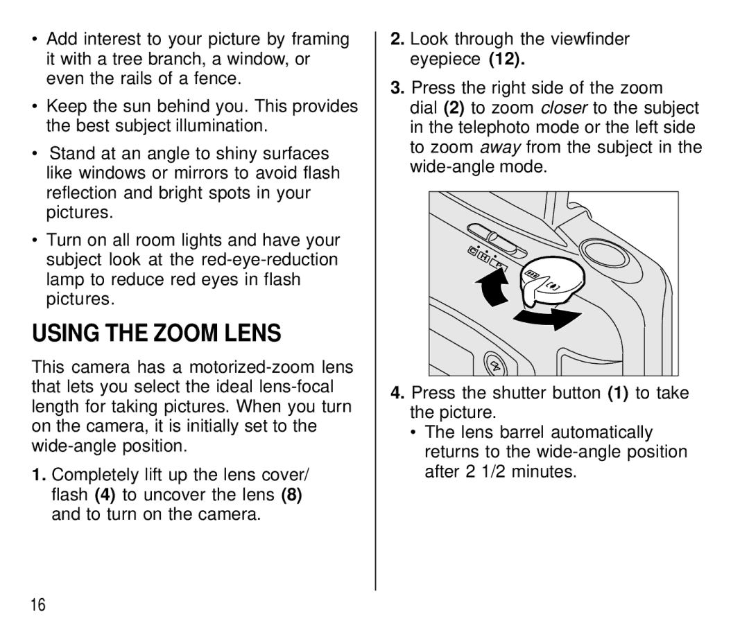 Kodak C 750 manual Using the Zoom Lens 