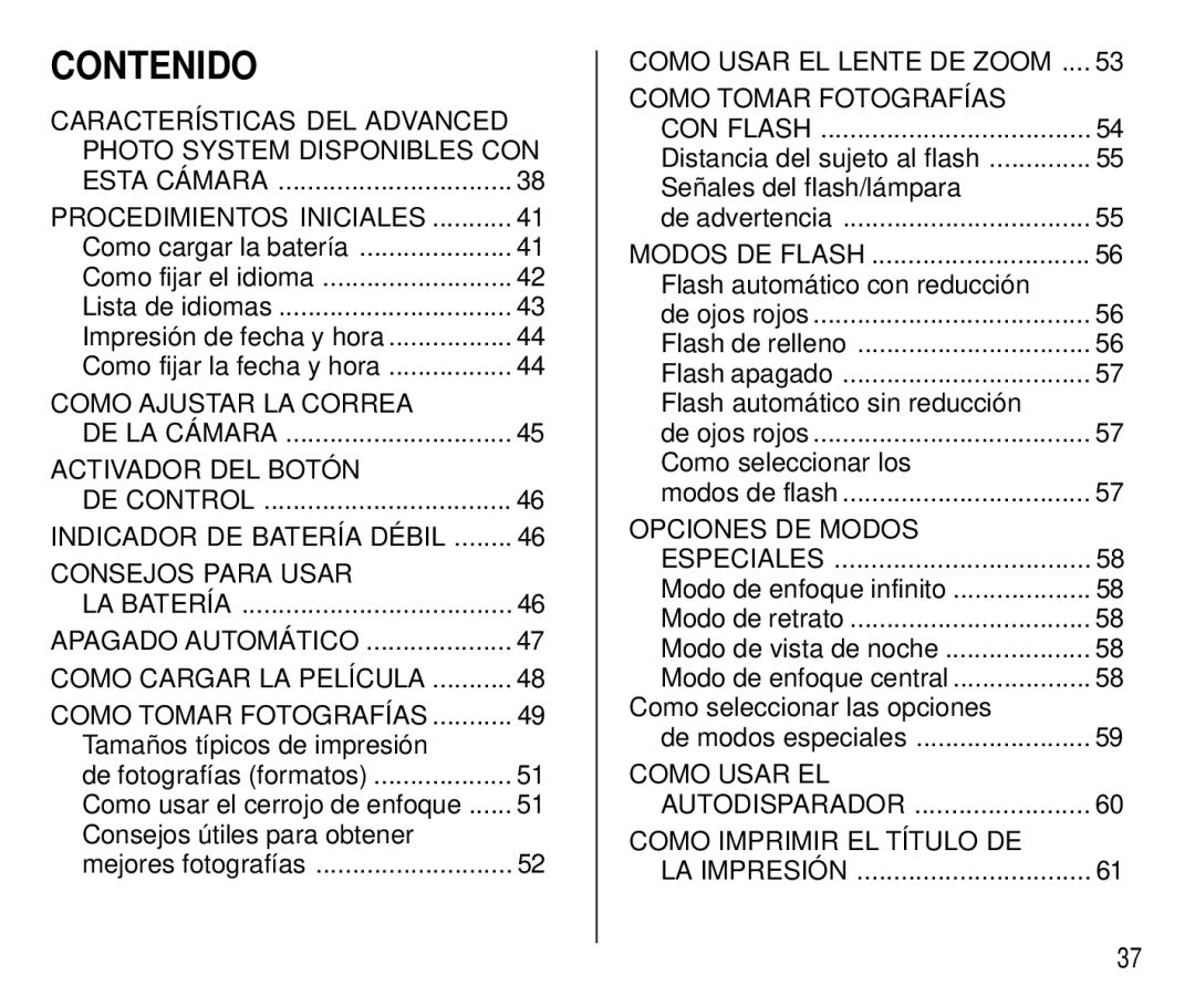 Kodak C 750 manual Contenido, Photo System Disponibles CON 