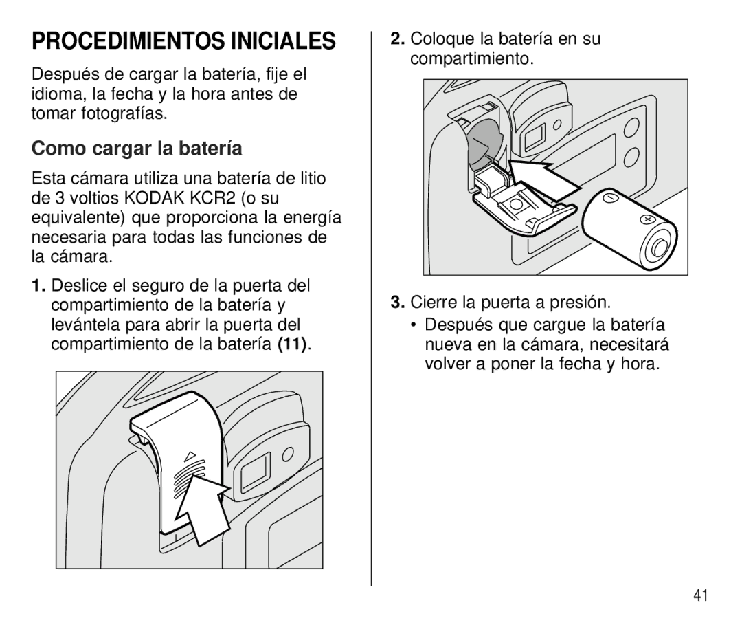 Kodak C 750 manual Procedimientos Iniciales, Como cargar la batería 