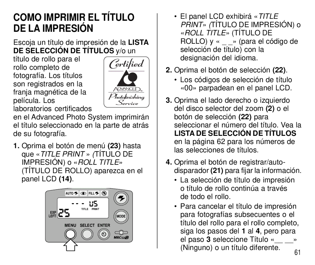 Kodak C 750 manual Como Imprimir EL Título DE LA Impresión 