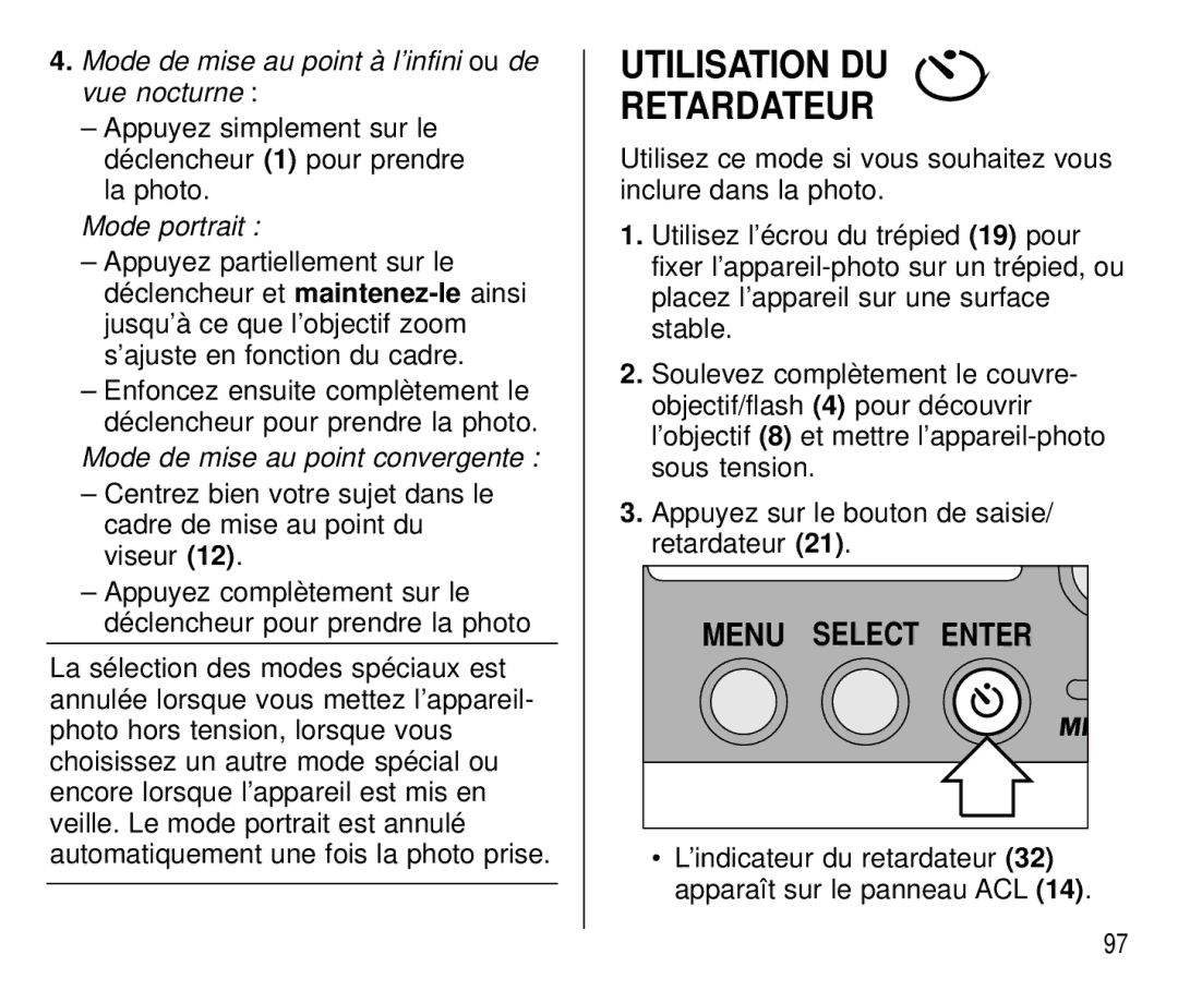 Kodak C 750 manual Utilisation DU Retardateur, Mode portrait 