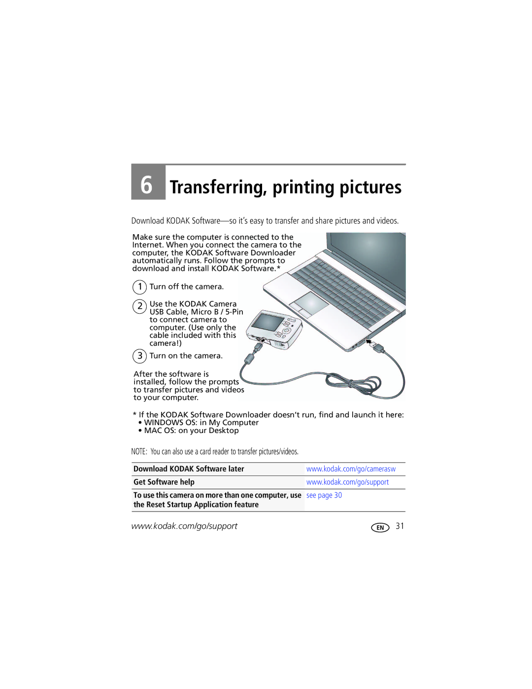 Kodak C122 manual Transferring, printing pictures 