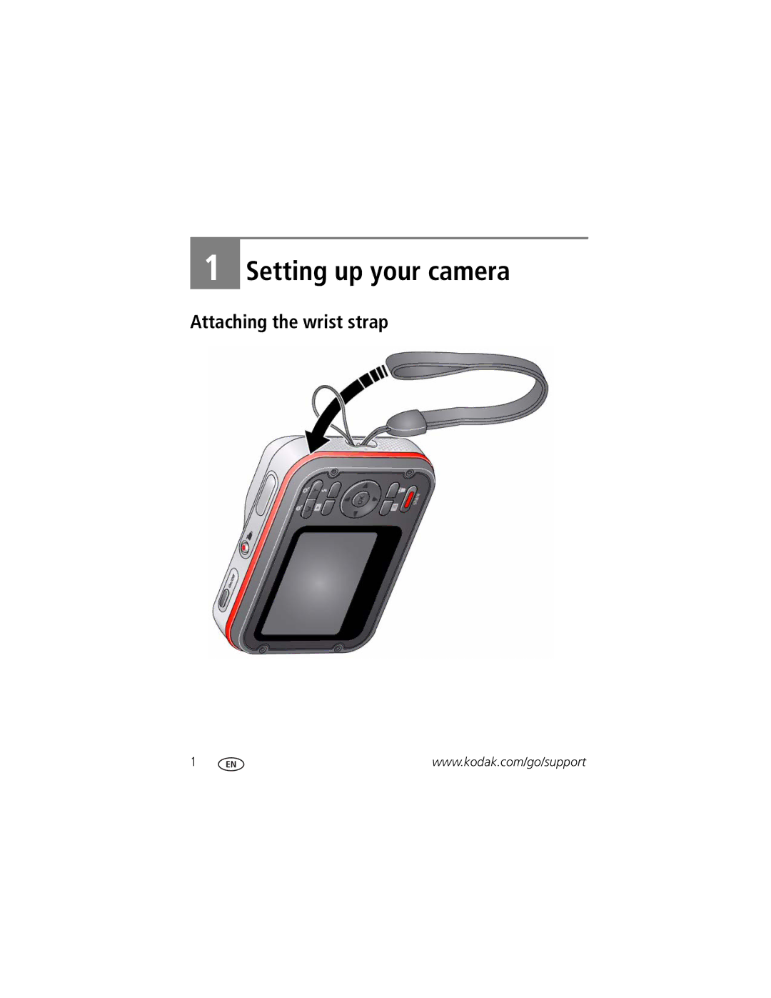 Kodak C135 manual Setting up your camera, Attaching the wrist strap 