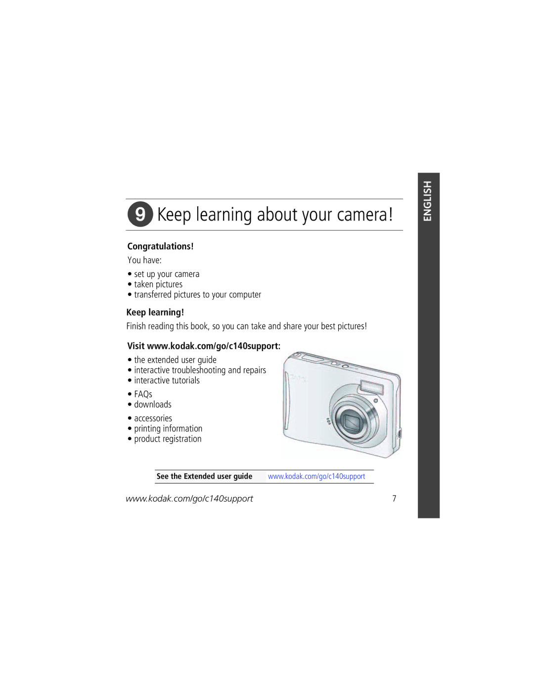 Kodak C140 manual Keep learning about your camera 