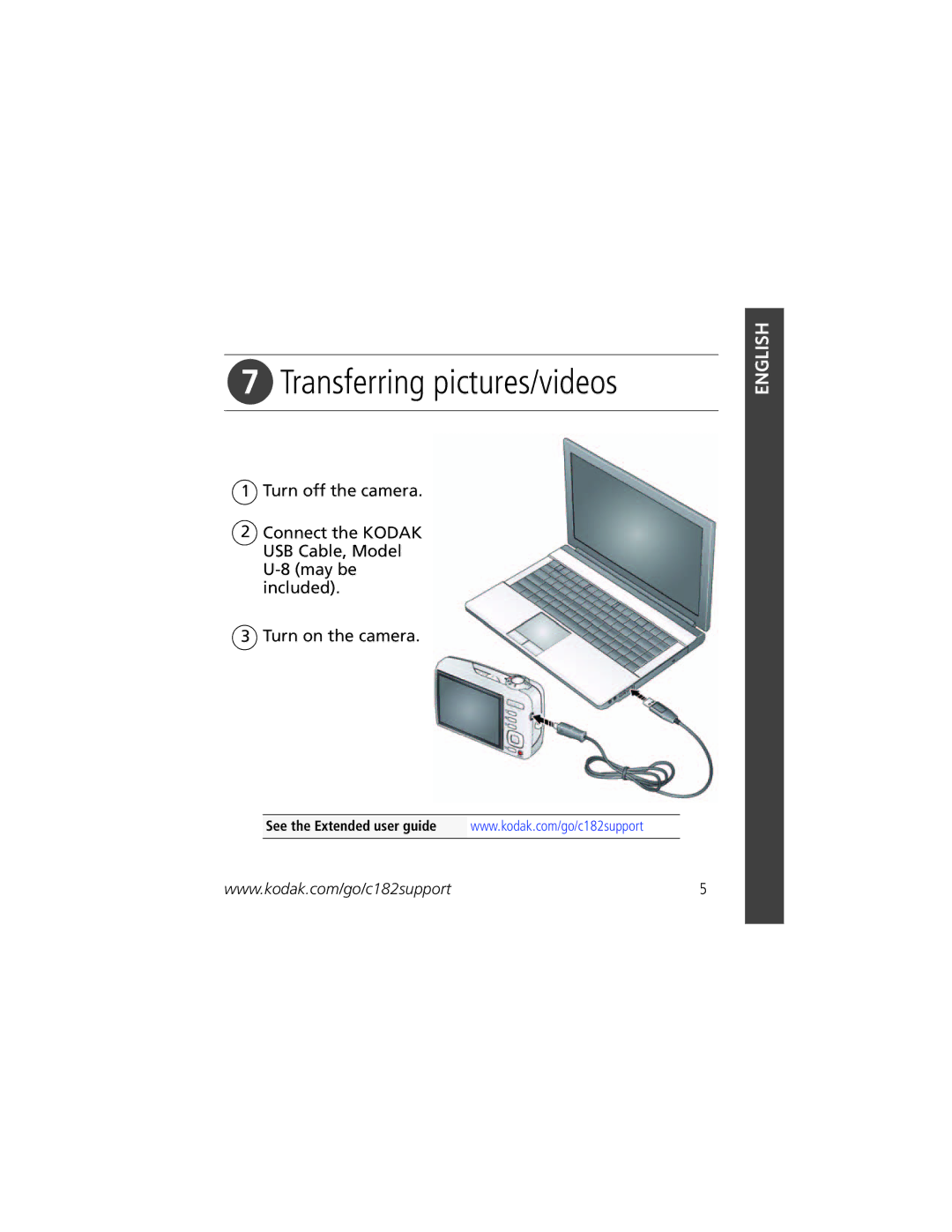 Kodak C182 manual Transferring pictures/videos 