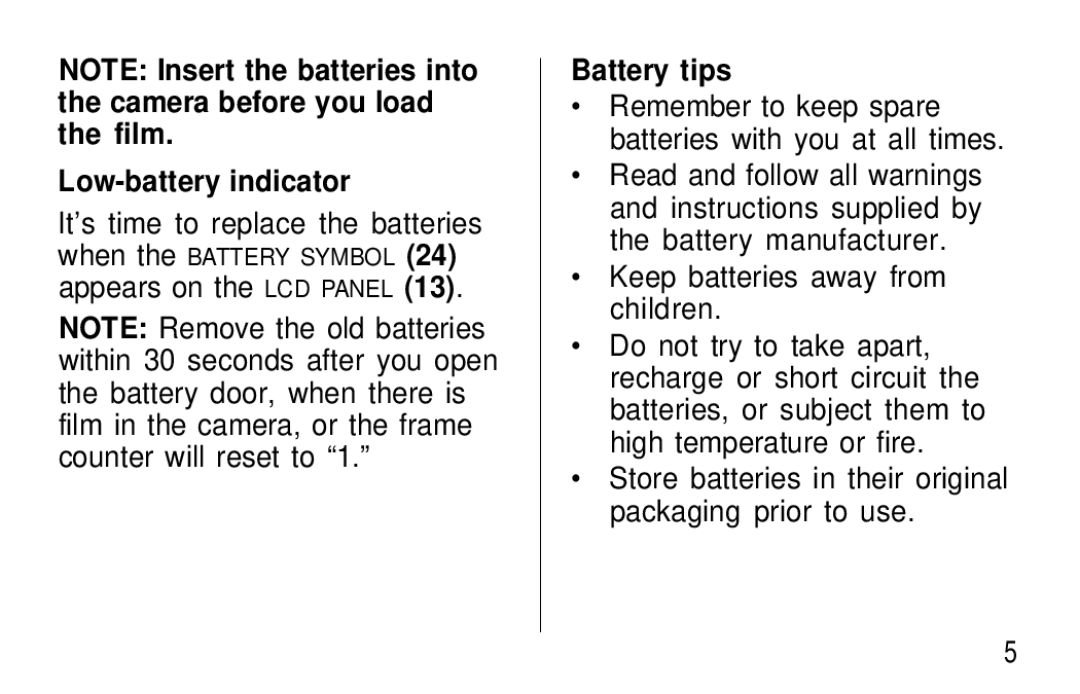 Kodak C400, C300 manual Low-battery indicator, Battery tips 