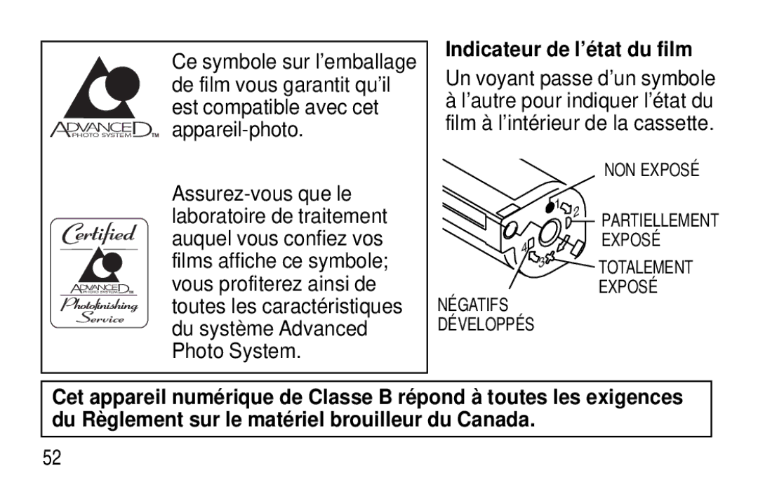 Kodak C300, C400 manual Indicateur de l’état du film, Un voyant passe d’un symbole 