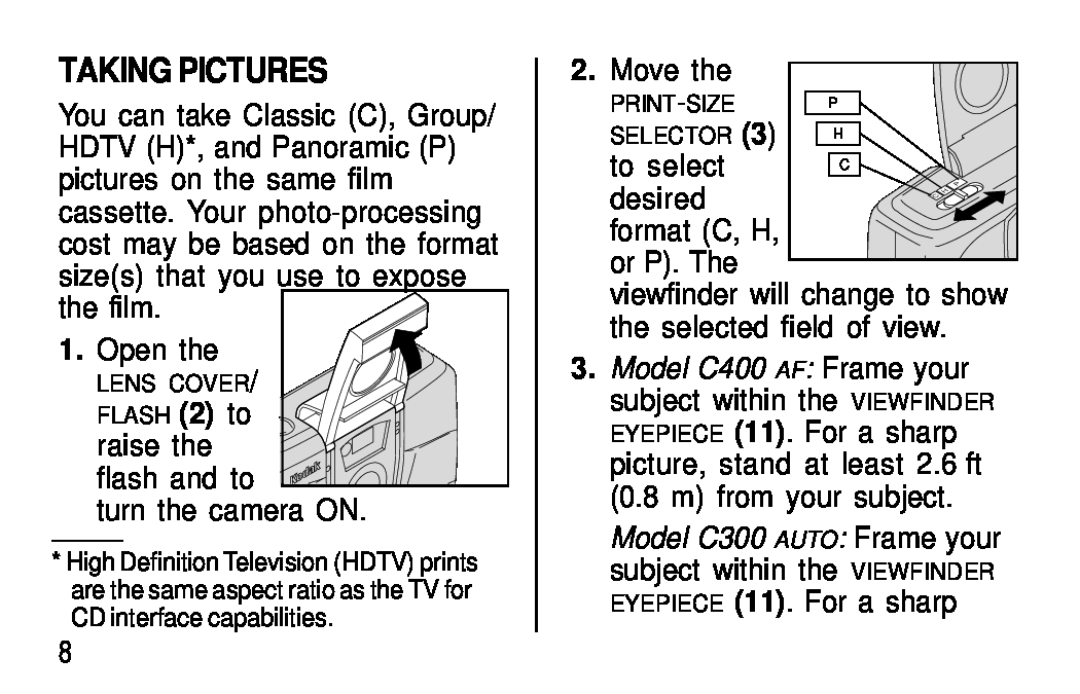 Kodak C300, C400 manual Taking Pictures 