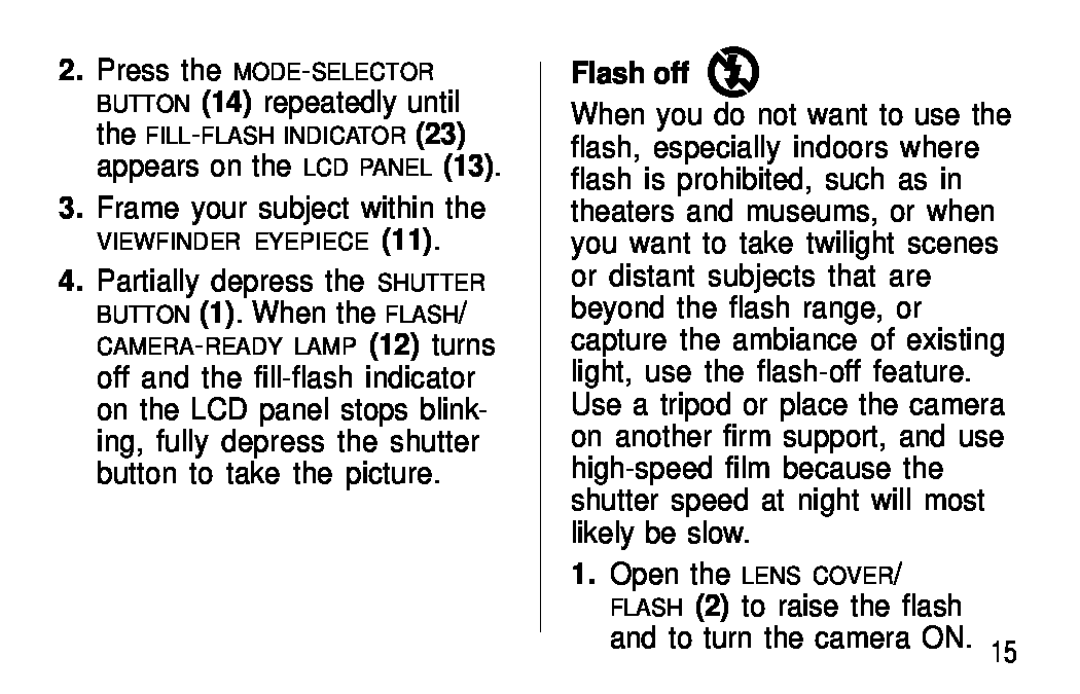 Kodak C400, C300 manual Flash off 