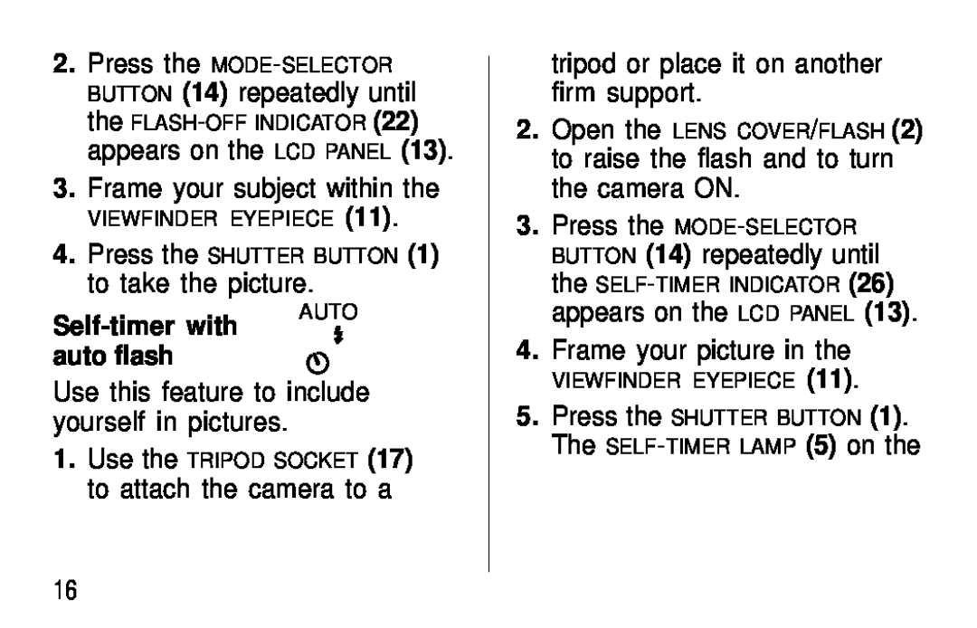 Kodak C300, C400 manual Self-timer with auto flash 