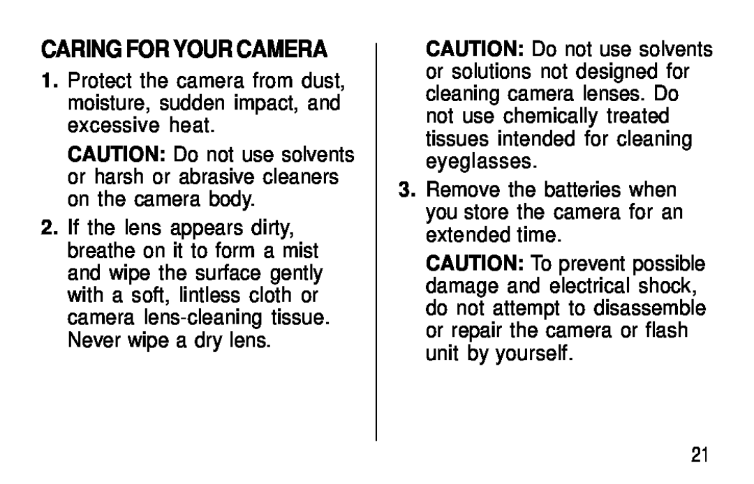 Kodak C400, C300 manual Caring For Your Camera 