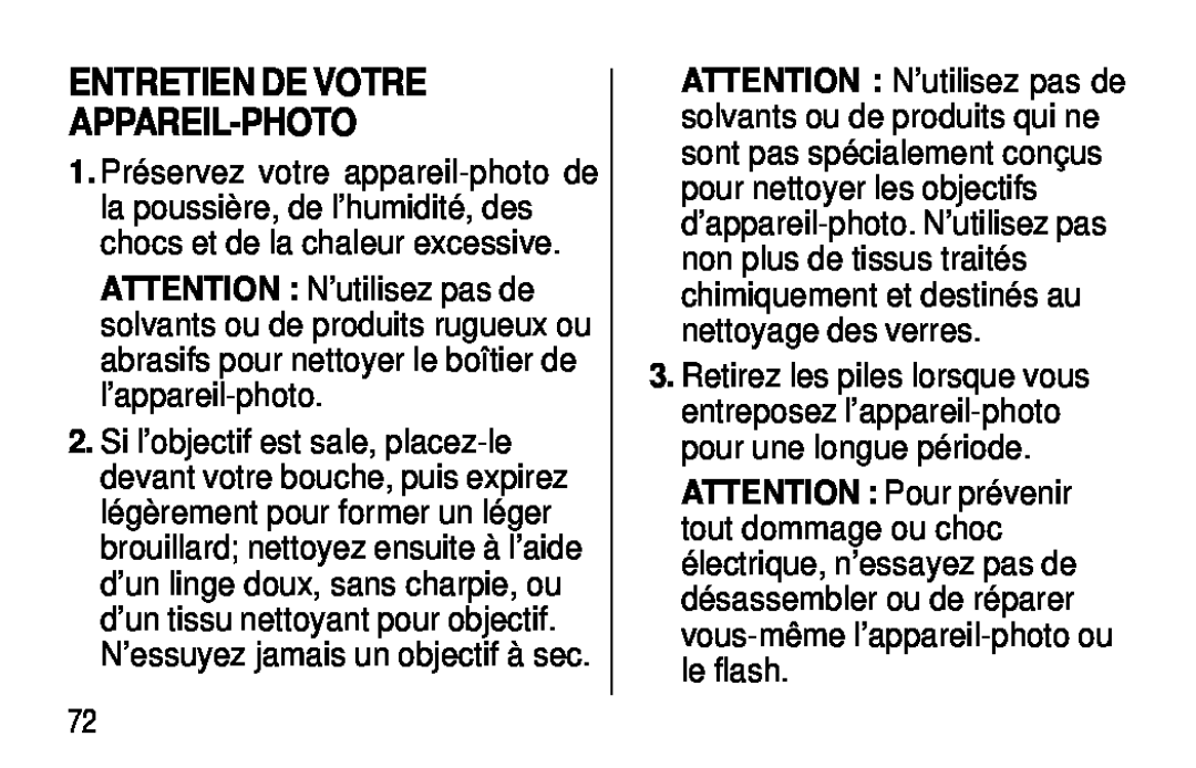 Kodak C300, C400 manual Entretien De Votre Appareil-Photo 