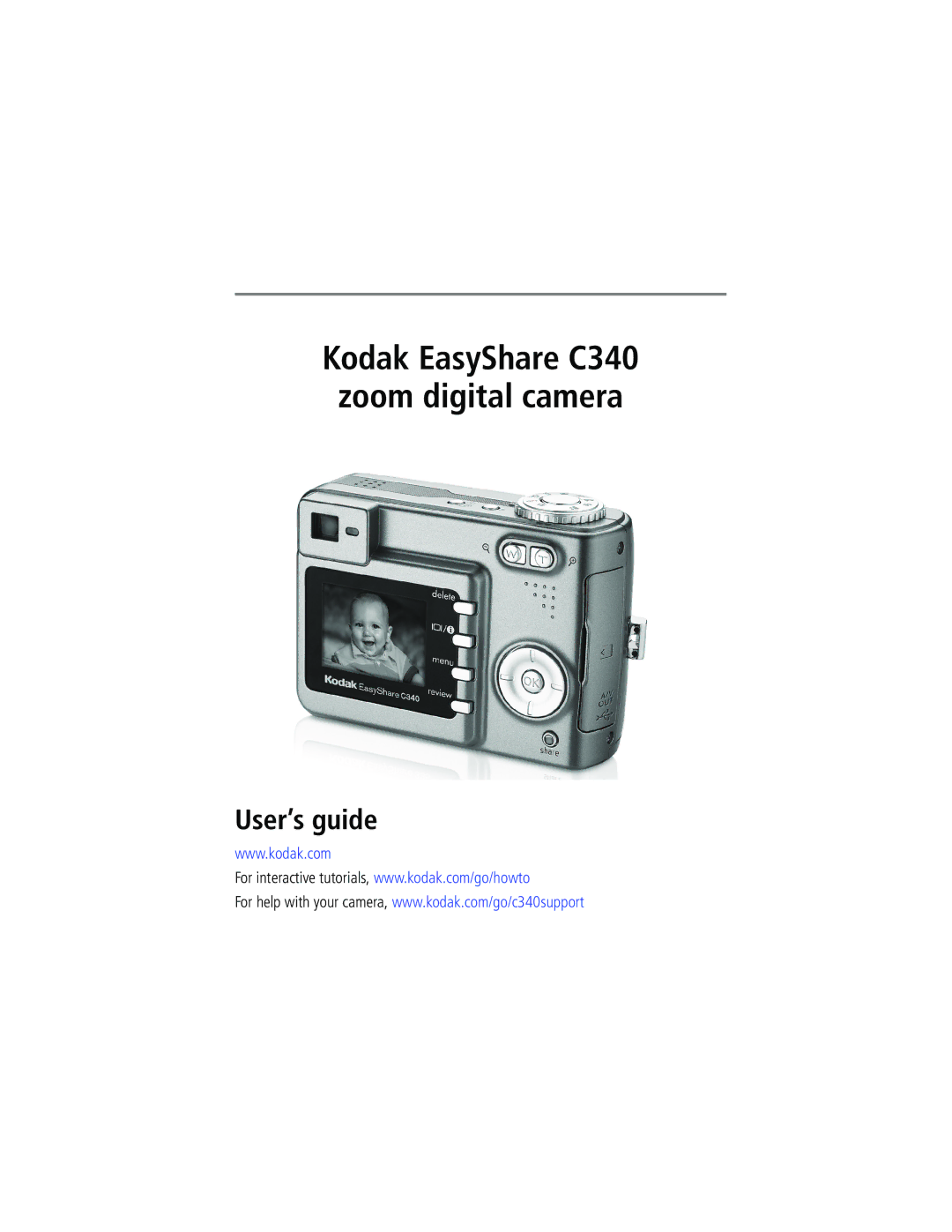 Kodak manual Kodak EasyShare C340 zoom digital camera User’s guide 