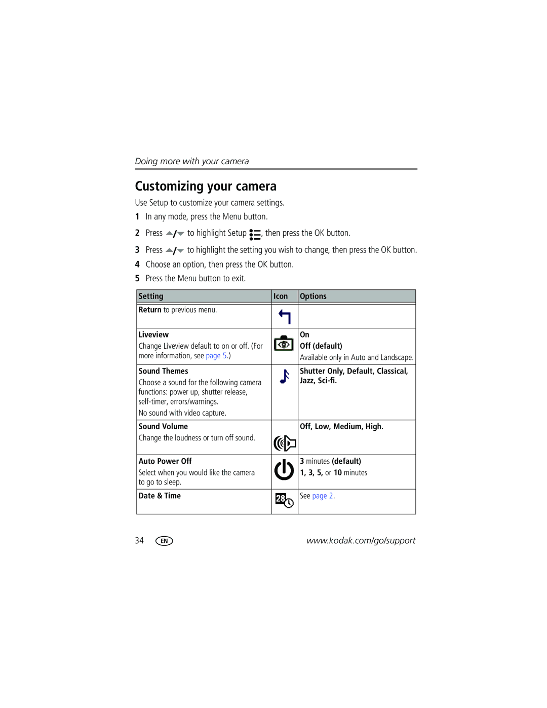 Kodak C340 manual Customizing your camera 