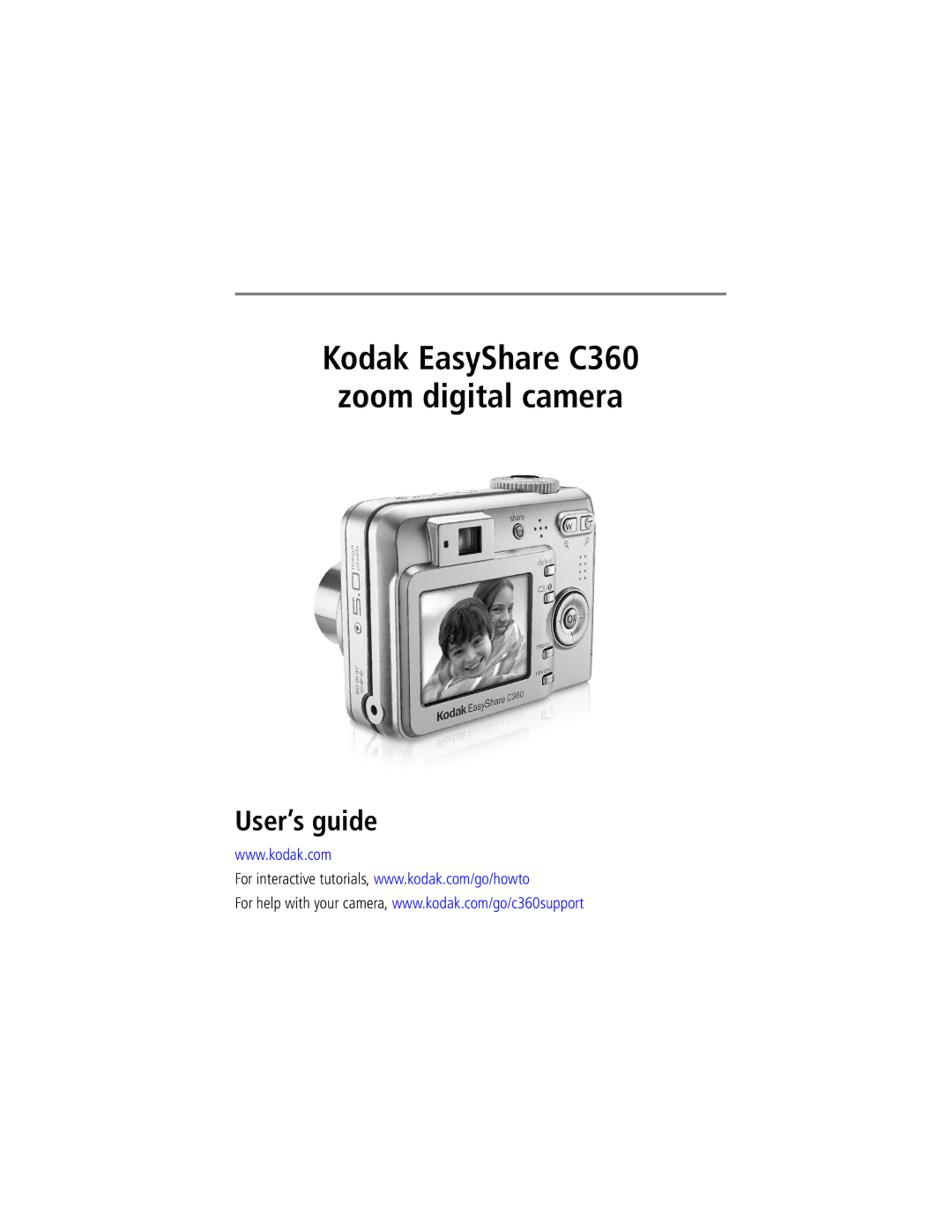 Kodak manual Kodak EasyShare C360 zoom digital camera User’s guide 