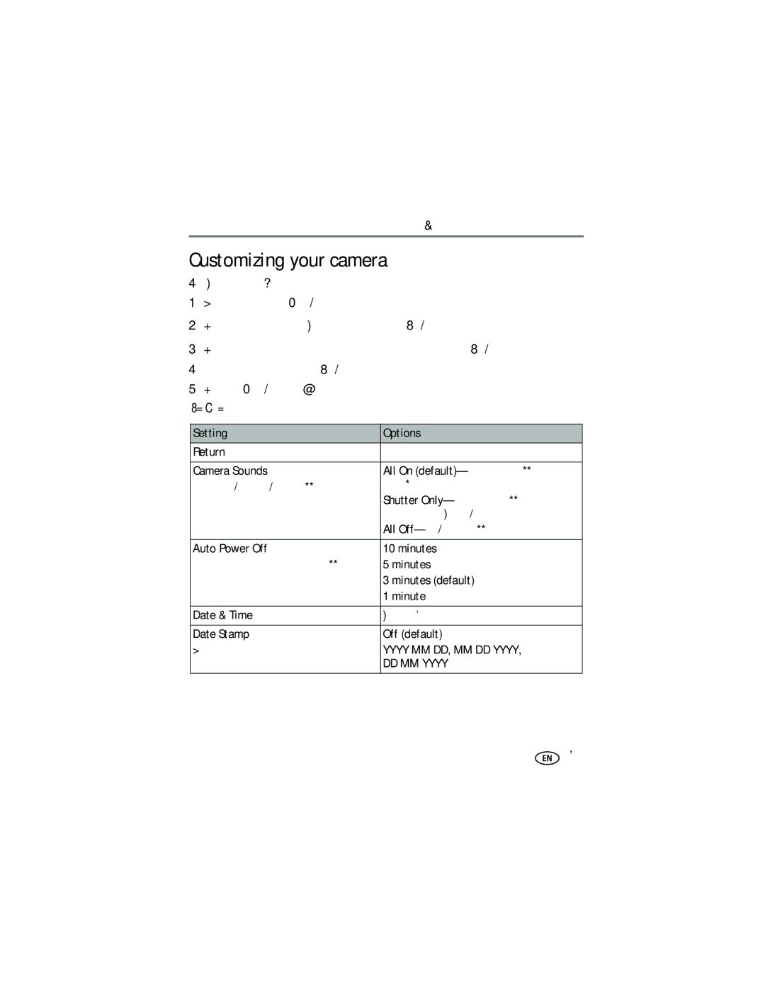 Kodak C433 manual Customizing your camera 