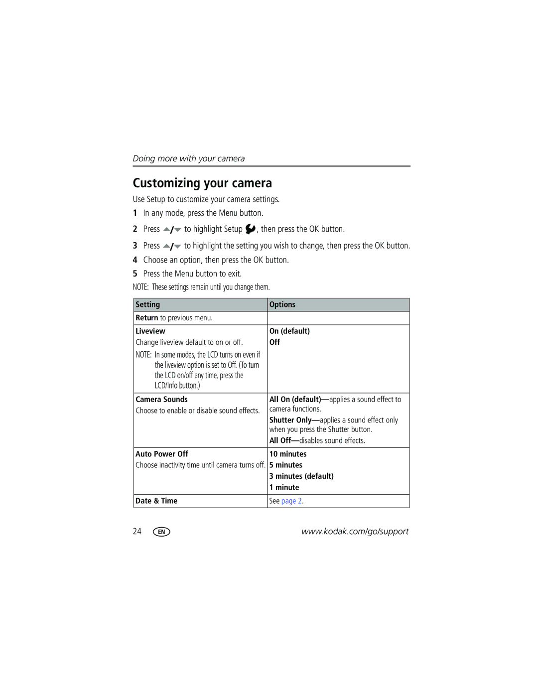 Kodak C533, C503 manual Customizing your camera, LCD/Info button 