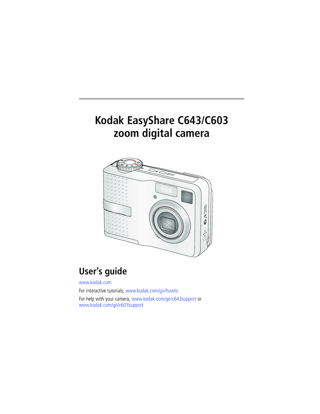 Kodak manual Kodak EasyShare C643/C603 Zoom digital camera, User’s guide 