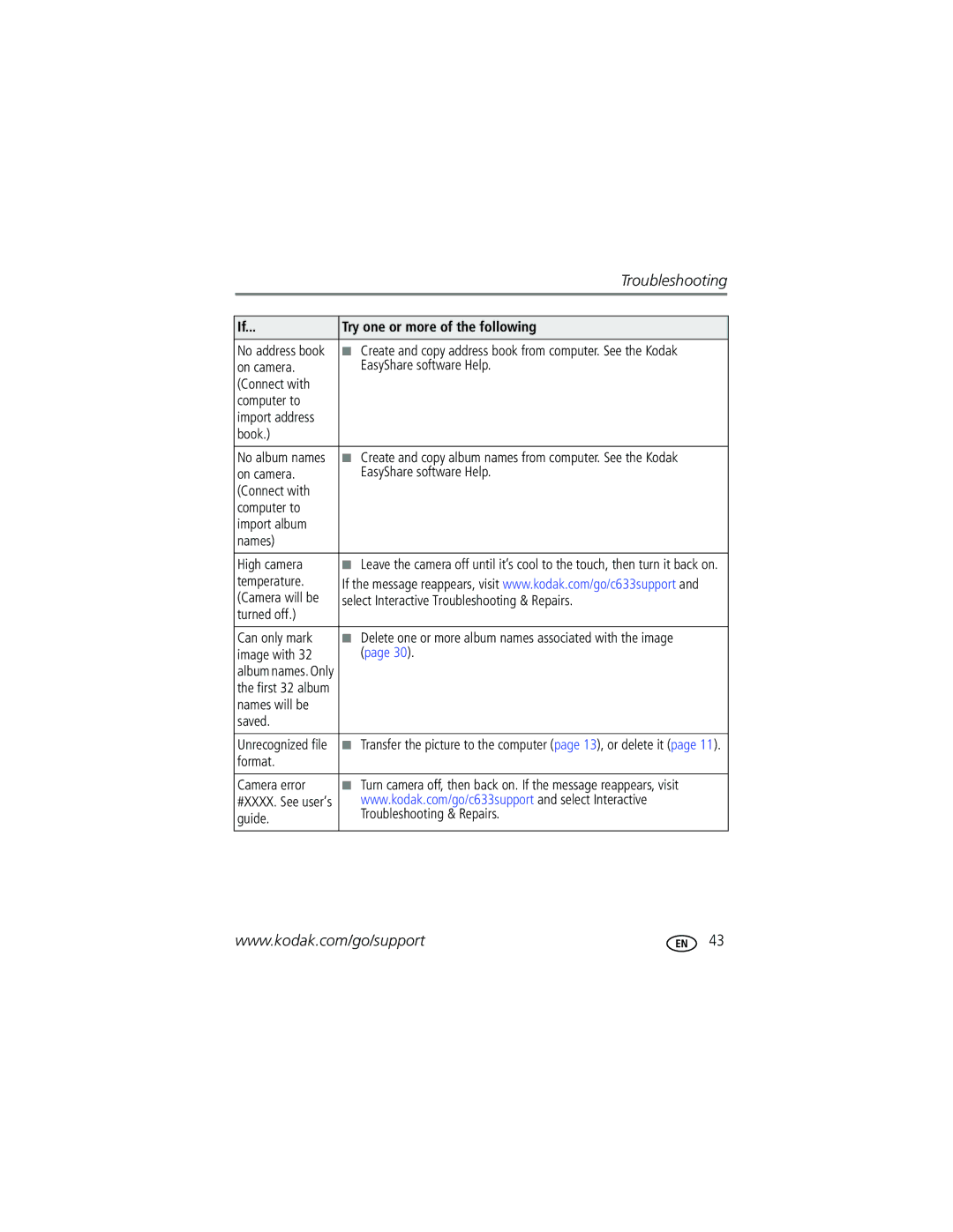 Kodak C633 manual Temperature, Select Interactive Troubleshooting & Repairs, Turned off Can only mark, Image with 