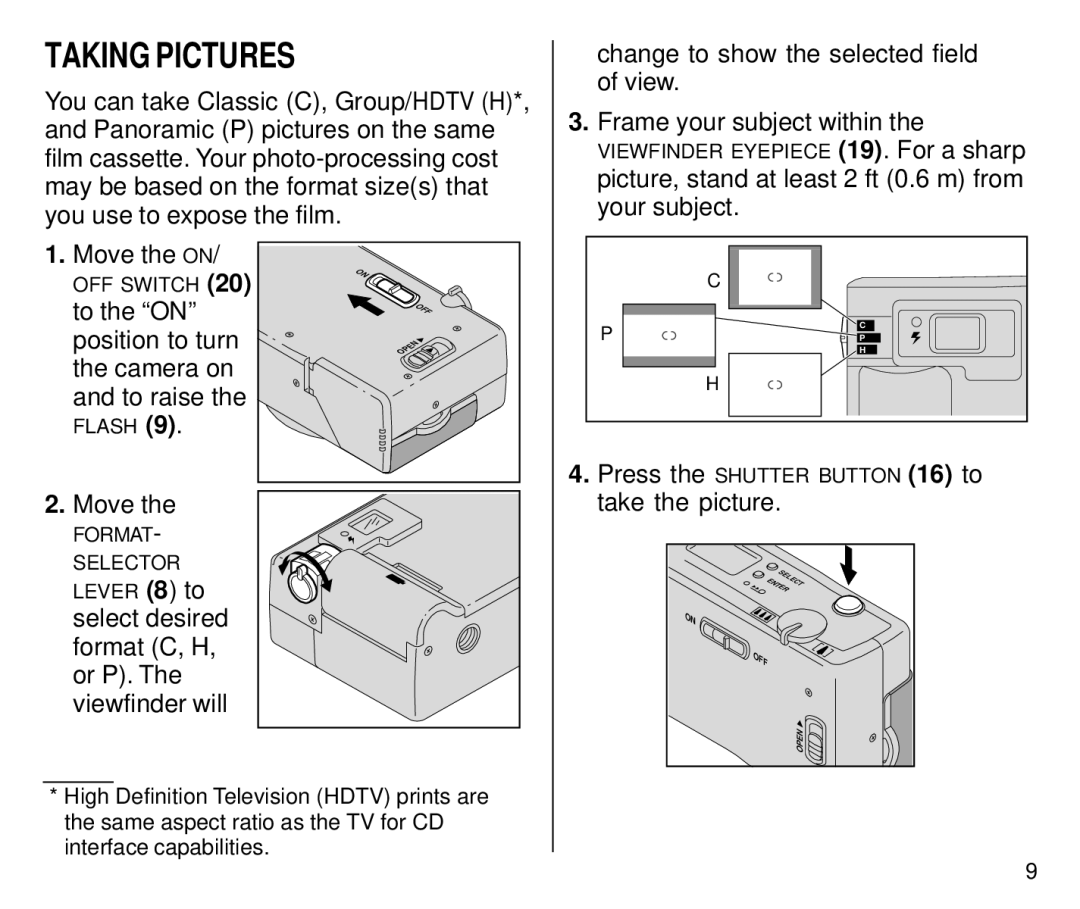 Kodak C650 manual Taking Pictures, Move the on, Take the picture 