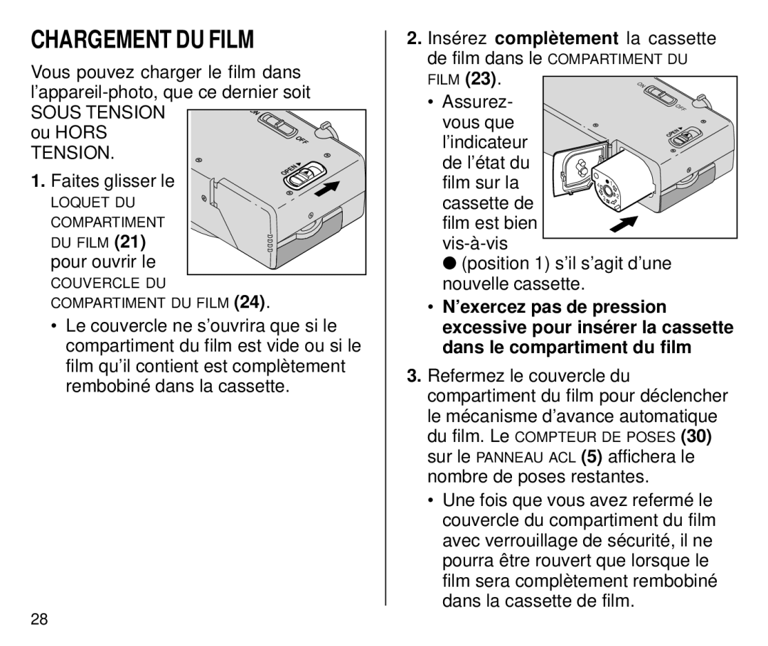 Kodak C650 manual Chargement DU Film 