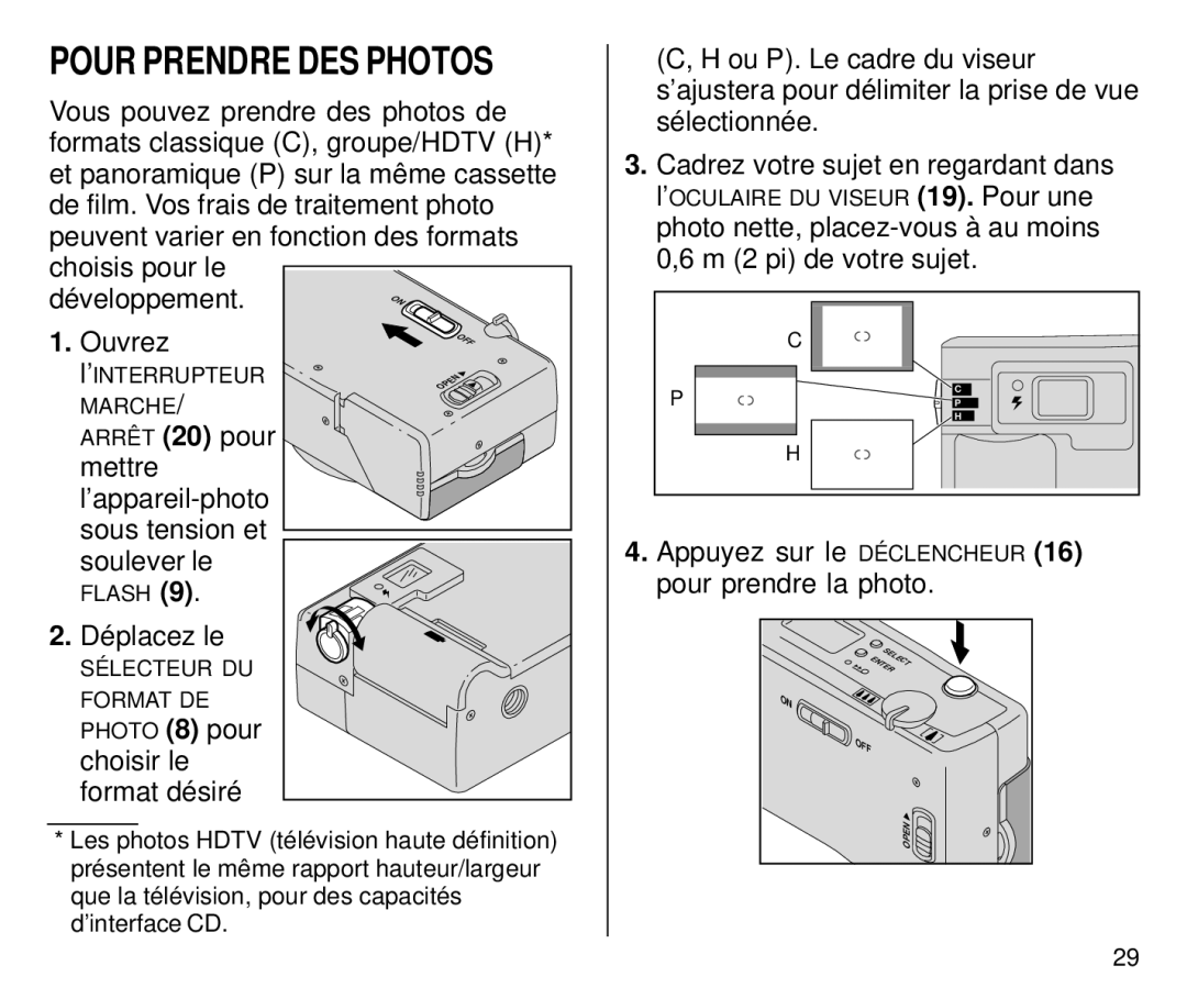 Kodak C650 manual De film. Vos frais de traitement photo, Peuvent varier en fonction des formats, Ouvrez, Déplacez le 