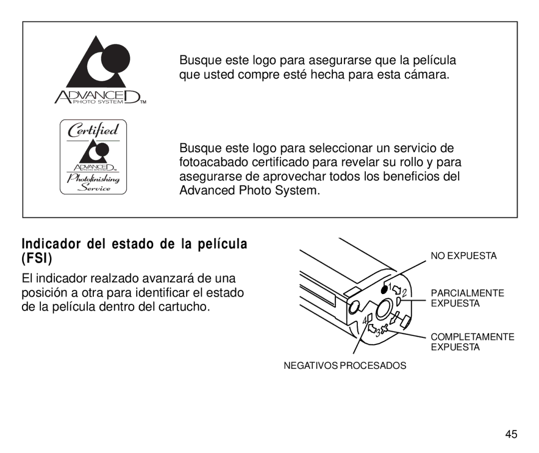 Kodak C650 manual Indicador del estado de la película FSI 