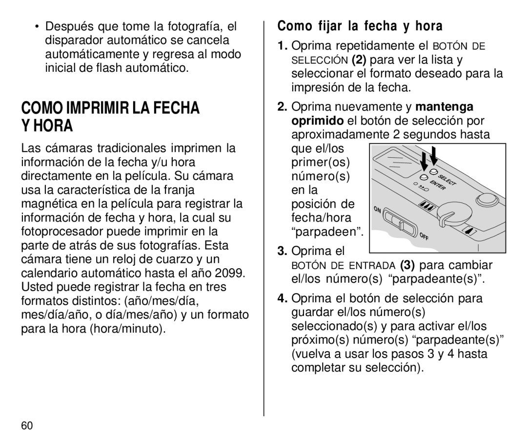 Kodak C650 manual Como Imprimir LA Fecha Y Hora, Como fijar la fecha y hora 