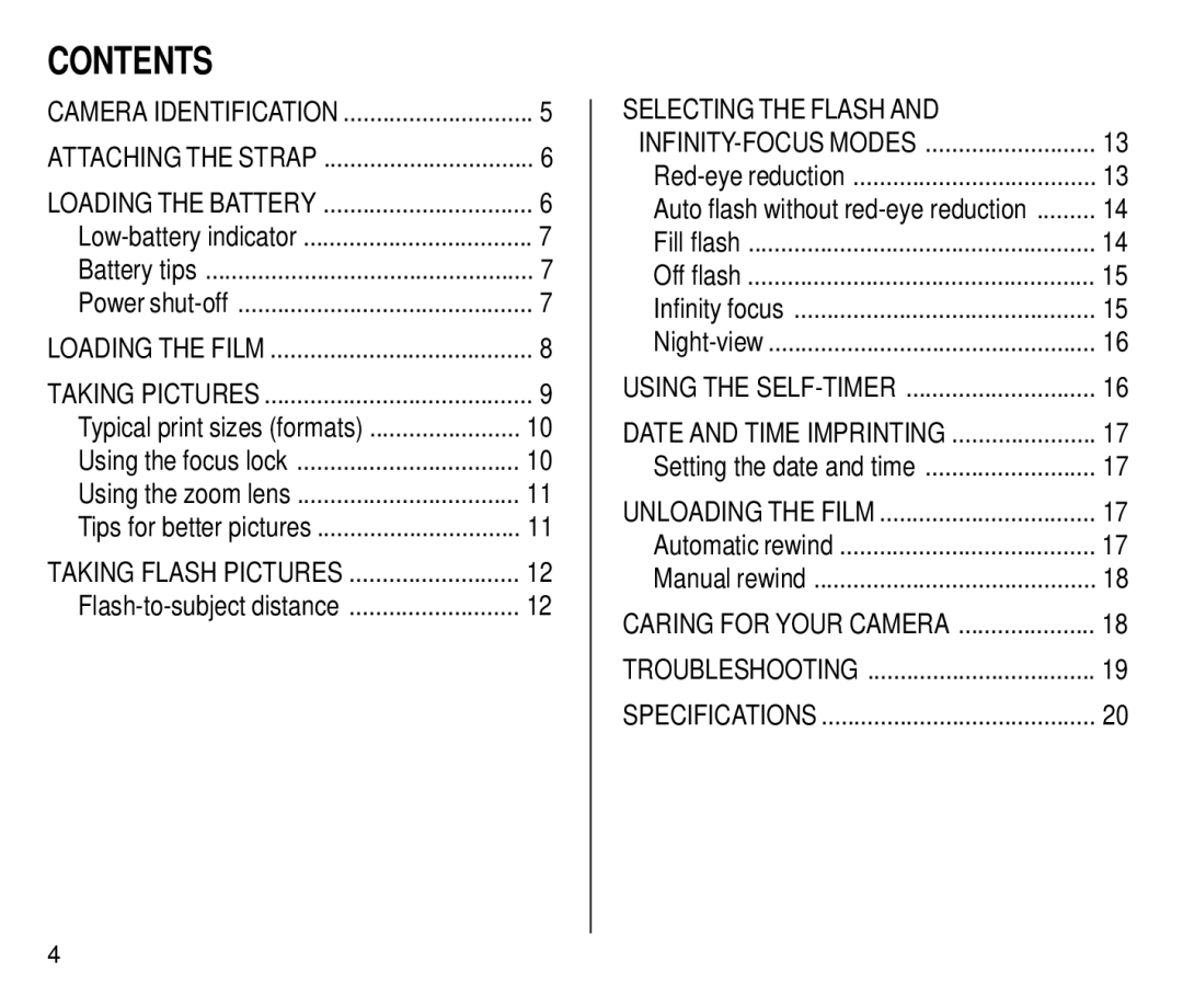 Kodak C650 manual Contents 