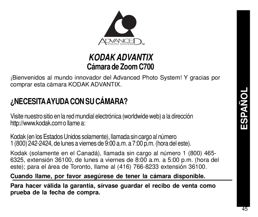 Kodak manual Cámara de Zoom C700, ¿Necesitaayuda Con Su Cámara? 