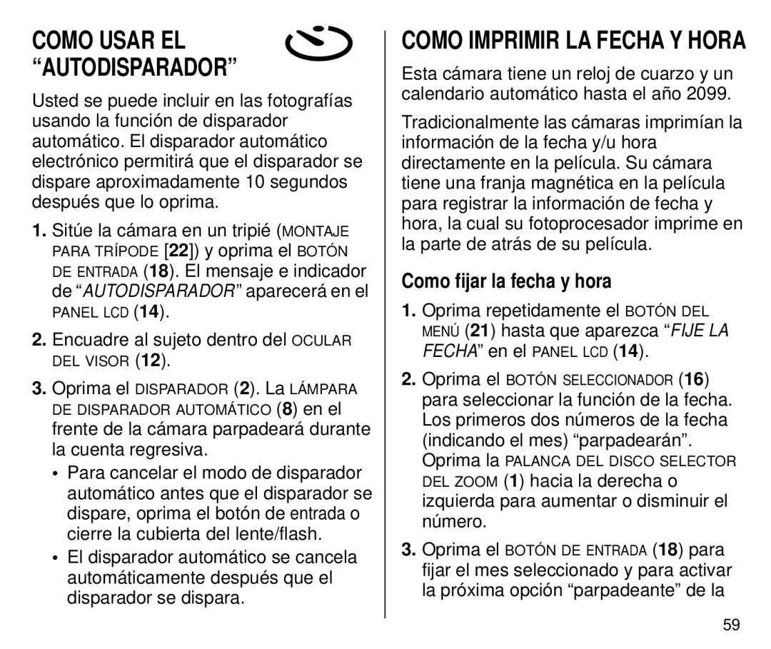 Kodak C700 manual Como fijar la fecha y hora, Frente de la cámara parpadeará durante la cuenta regresiva 