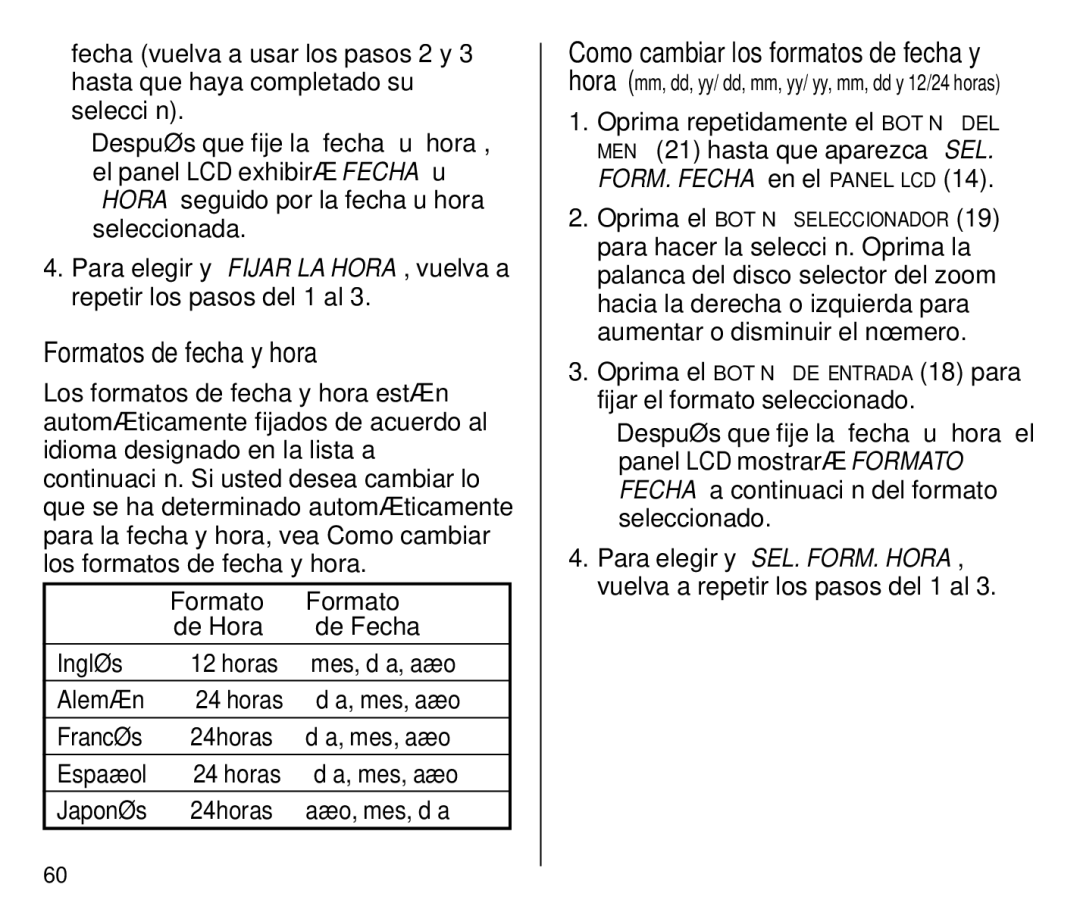 Kodak C700 manual Formatos de fecha y hora, Los formatos de fecha y hora Formato, De Fecha 