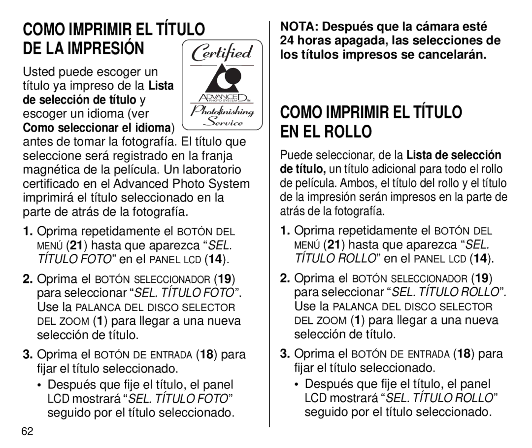 Kodak C700 manual Como Imprimir EL Título EN EL Rollo, Como Imprimir EL Título DE LA Impresión 