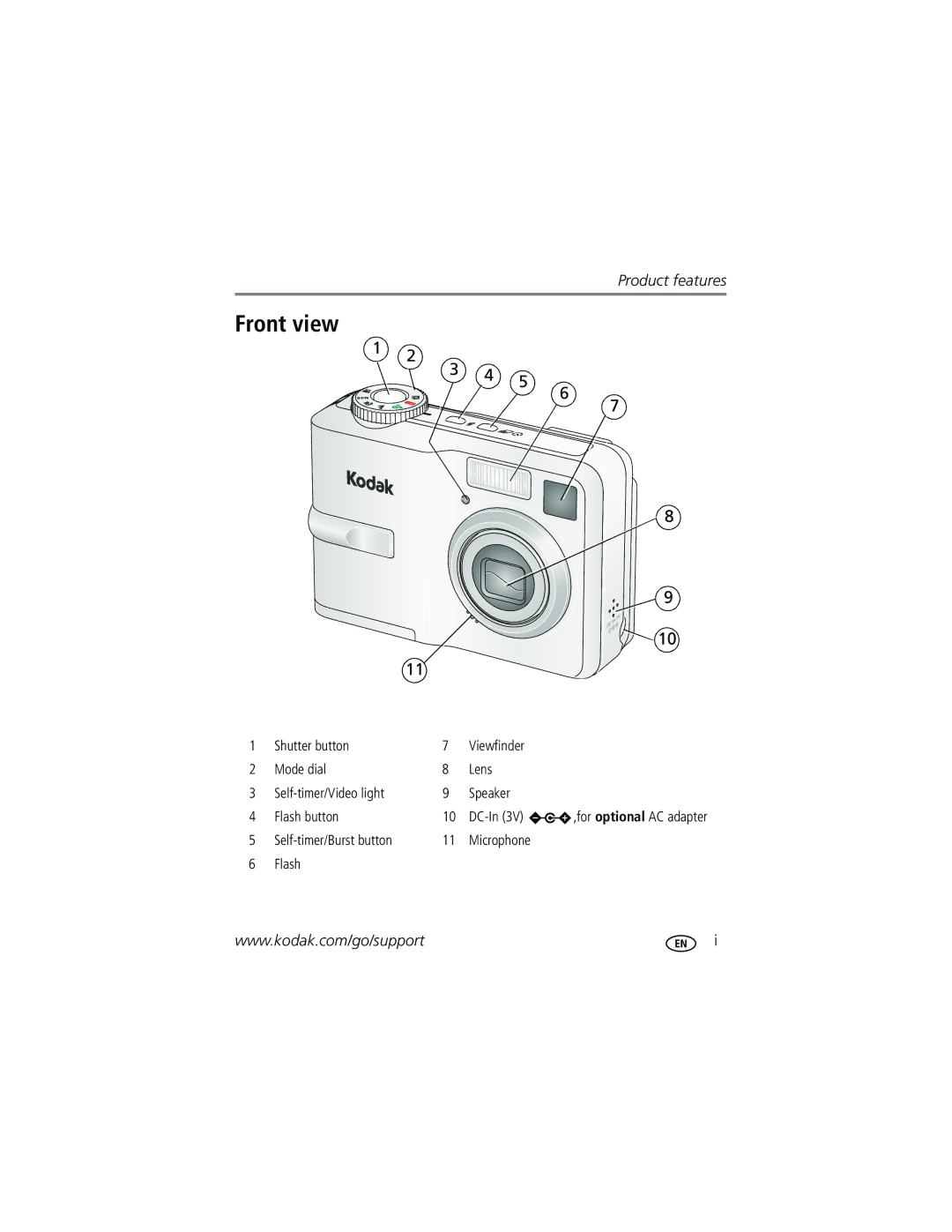 Kodak C703, C743 manual Front view 