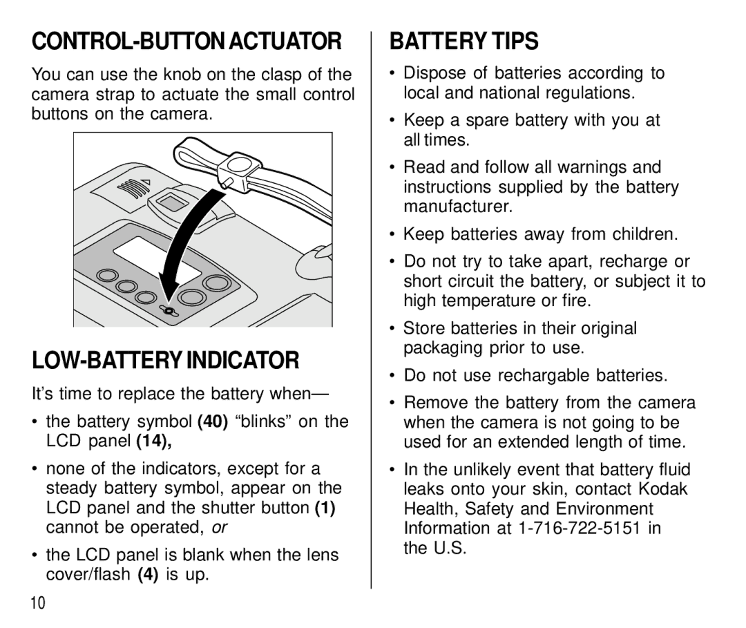 Kodak C750 manual LOW-BATTERY Indicator, Battery Tips 