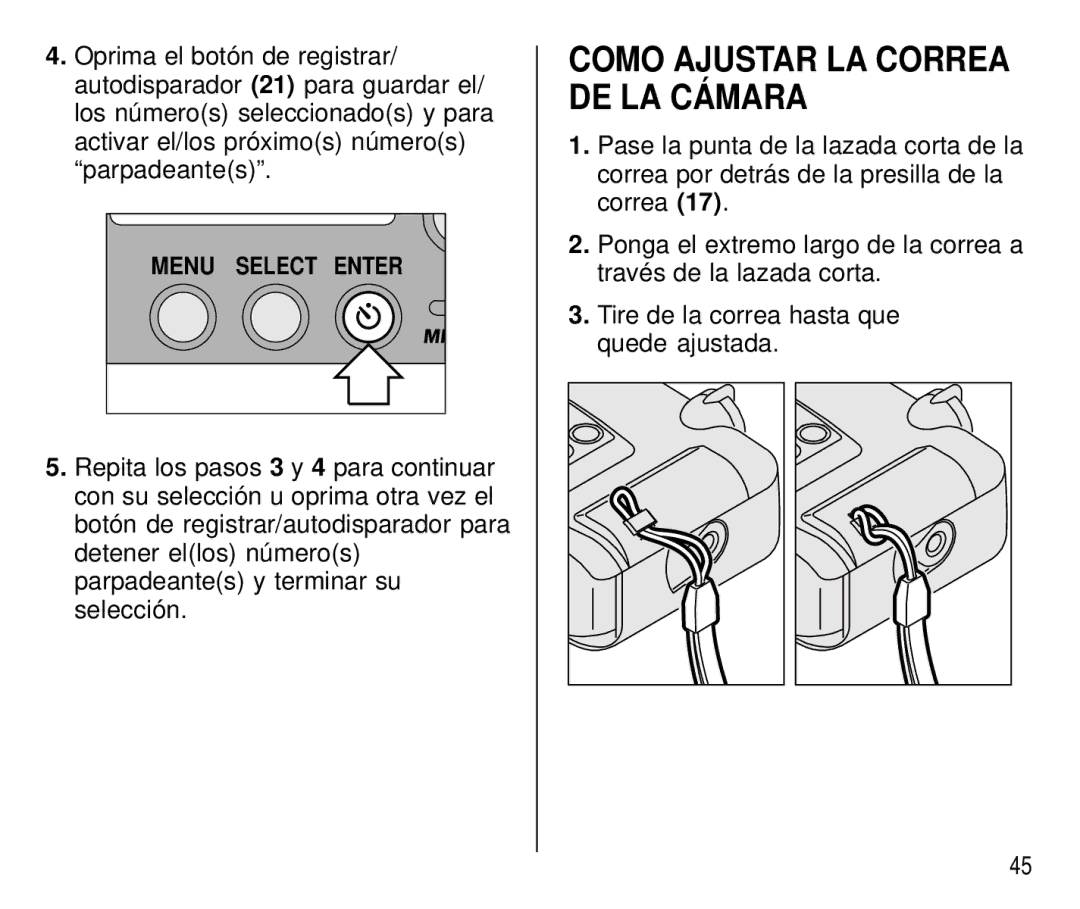 Kodak C750 manual Como Ajustar LA Correa DE LA Cámara 