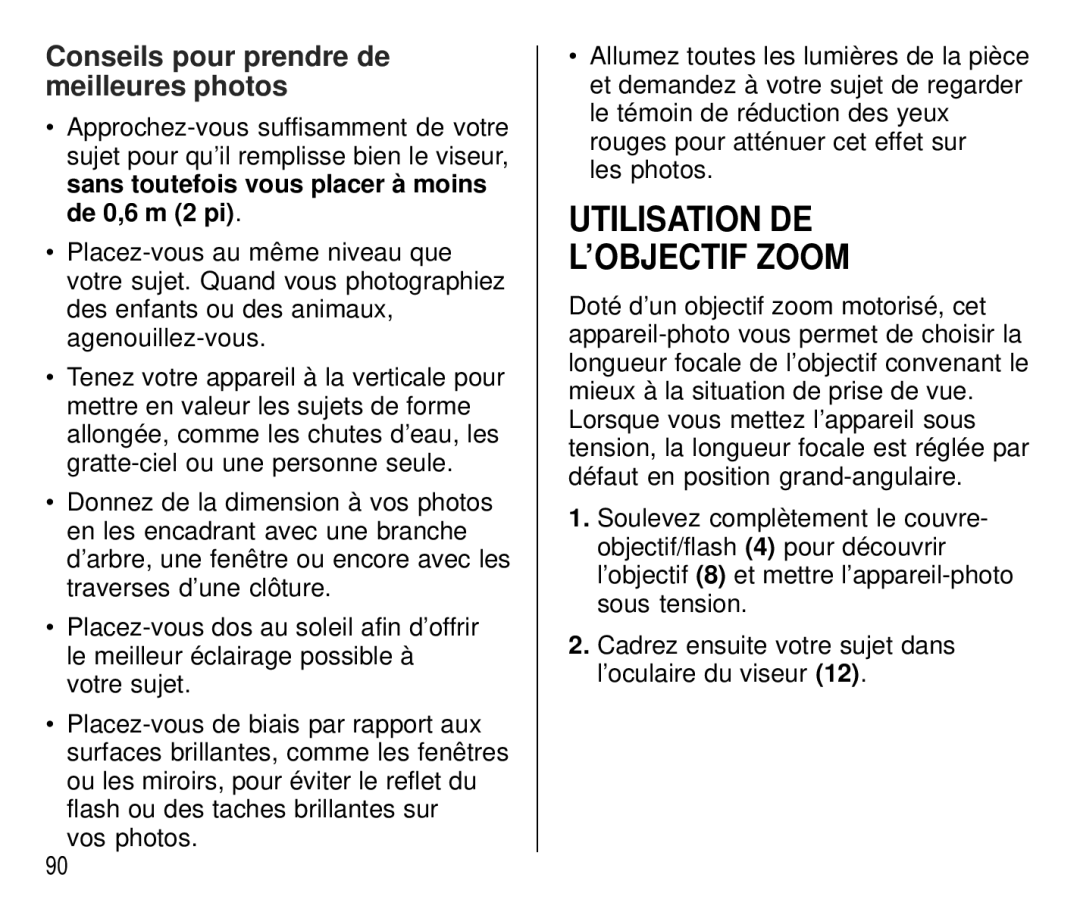 Kodak C750 manual Utilisation DE ’OBJECTIF Zoom, Conseils pour prendre de meilleures photos 