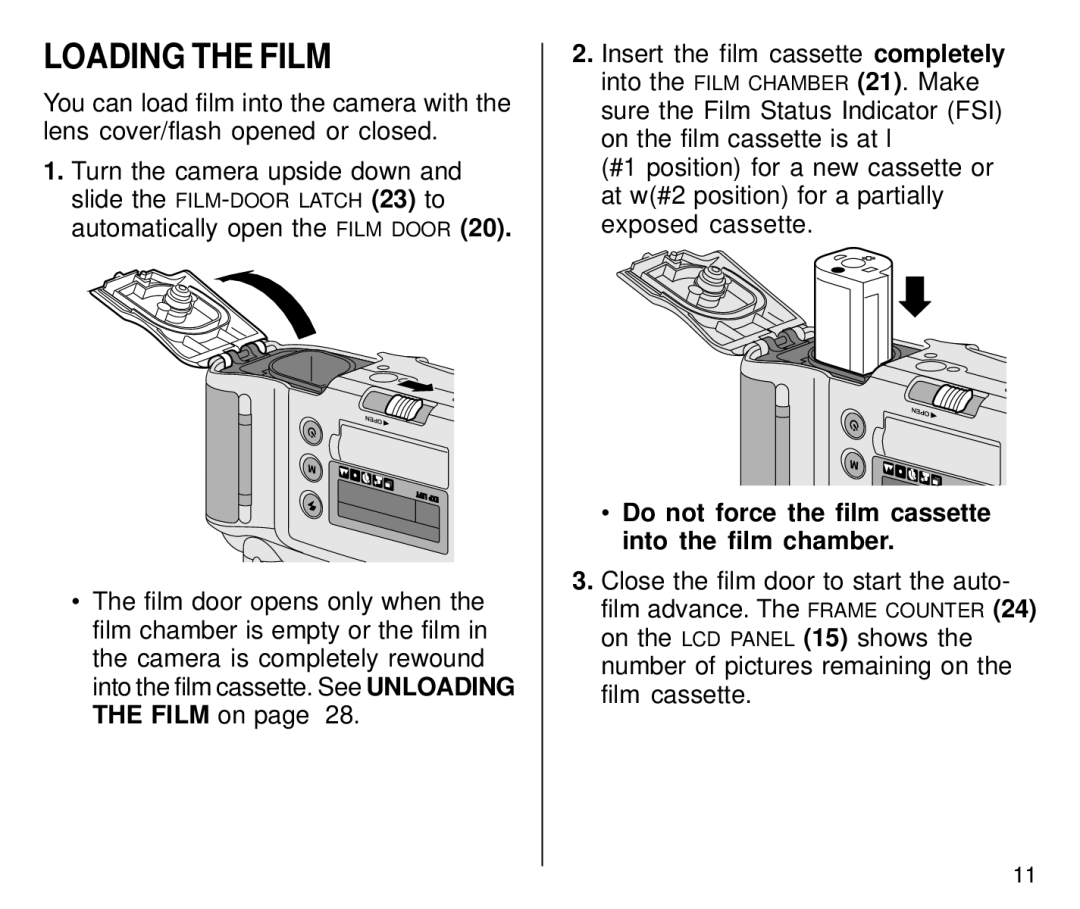 Kodak C800 manual Loading the Film 