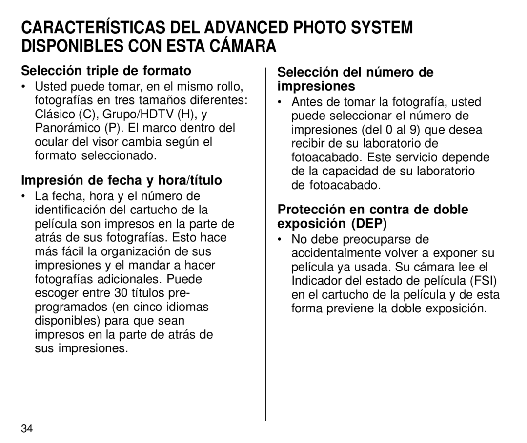 Kodak C800 manual Selección triple de formato, Impresión de fecha y hora/título, Selección del número de impresiones 