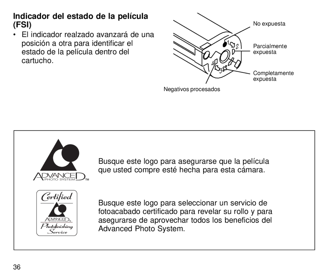 Kodak C800 manual Indicador del estado de la película FSI 