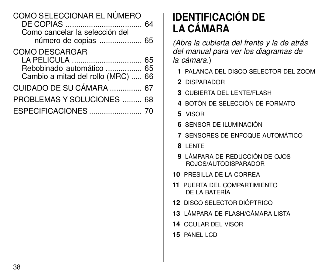 Kodak C800 manual Identificación DE LA Cámara, Como cancelar la selección del Número de copias 