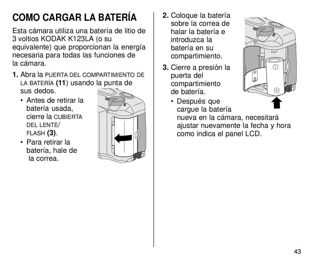 Kodak C800 manual Como Cargar LA Batería 