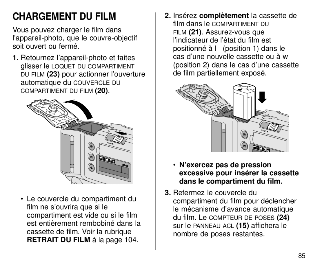 Kodak C800 manual Chargement DU Film 