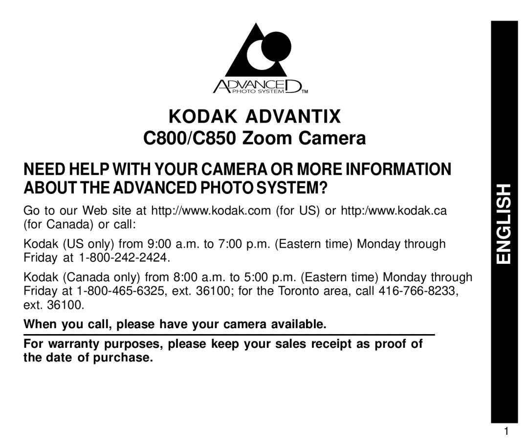 Kodak C800/C850 manual English 