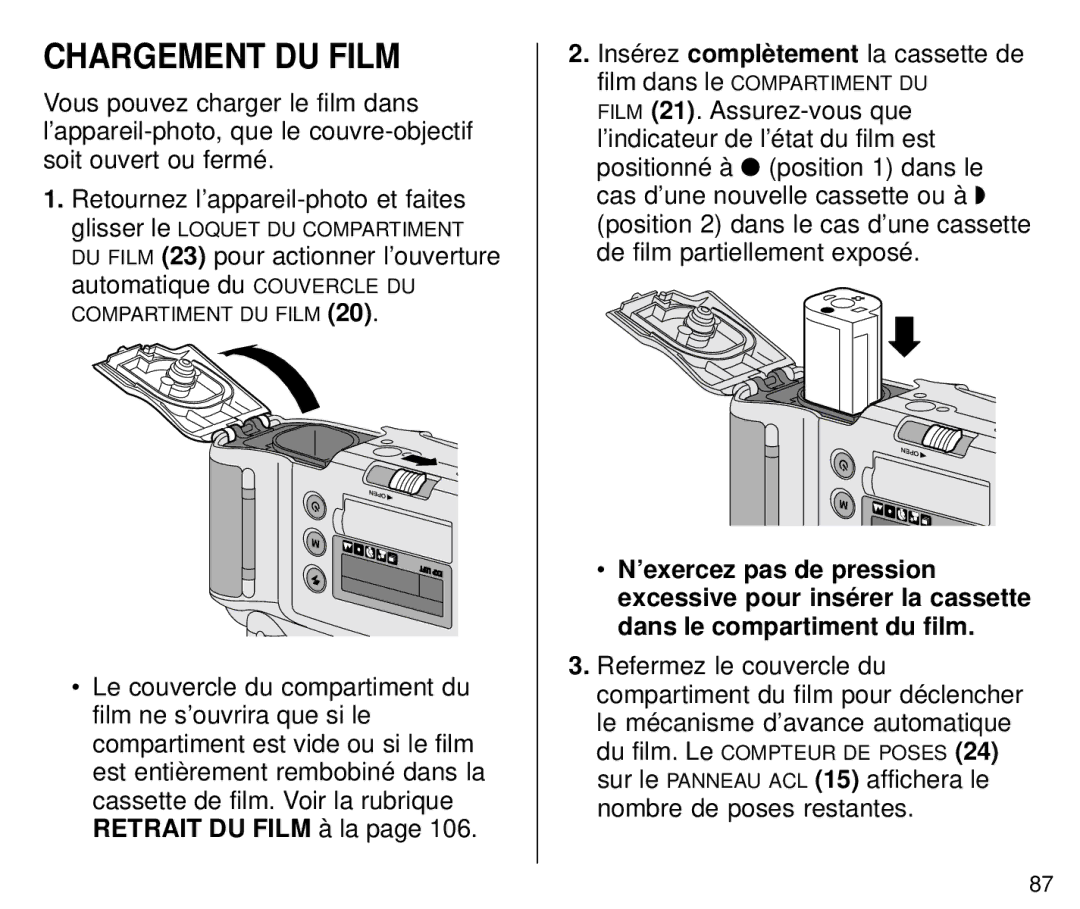 Kodak C800/C850 manual Chargement DU Film 