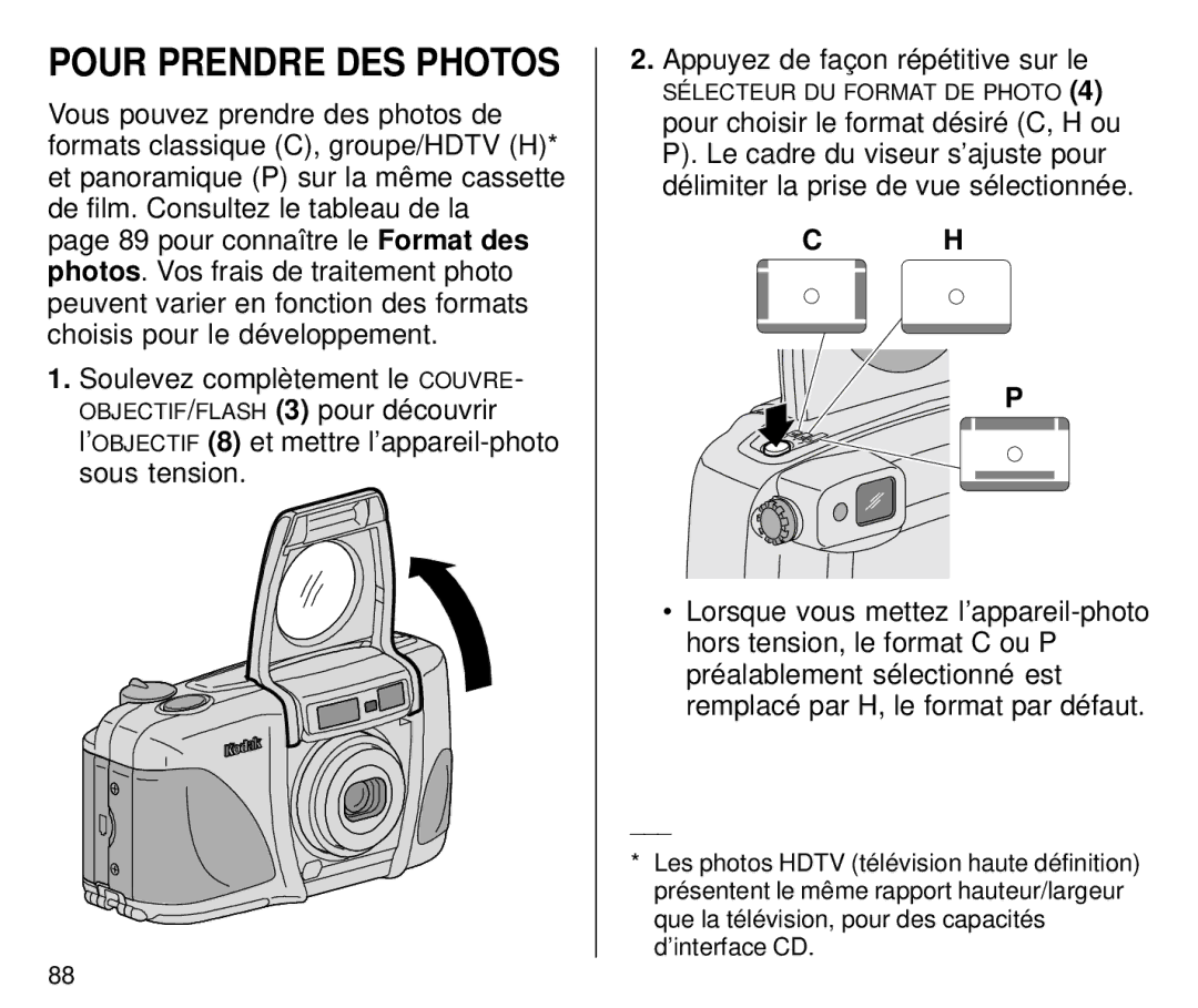 Kodak C800/C850 manual Pour Prendre DES Photos 